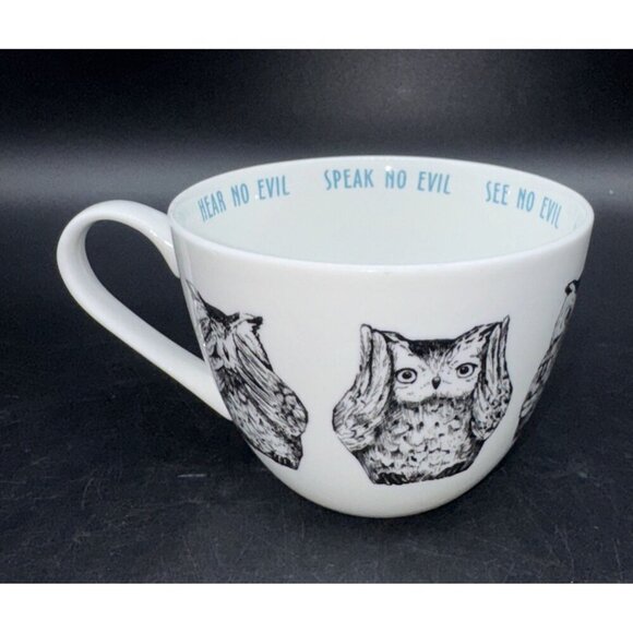 Portobello Inspire See Hear Speak No Evil Owl Lg Tea Coffee Cup Mug Bone China - Picture 3 of 8
